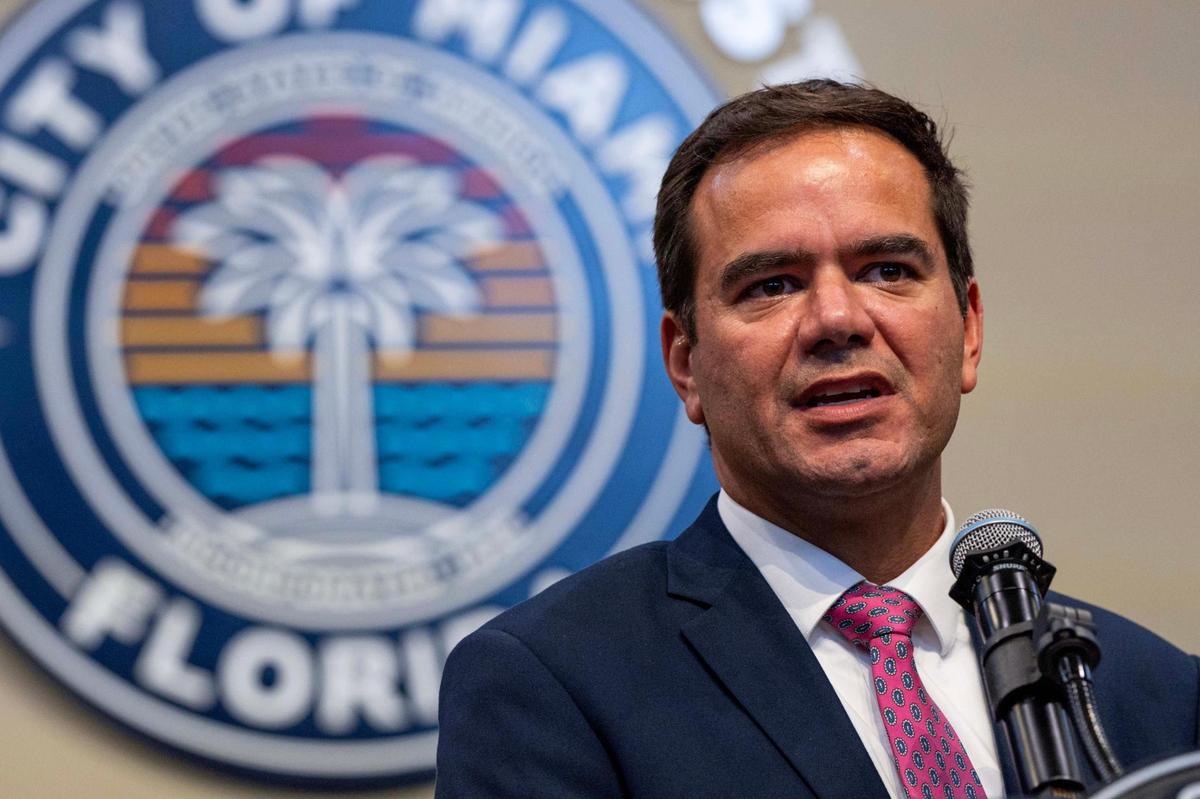 Miami Commissioner Ralph Rosado speaks to the media during a press conference discussing mid-year crime stats on Thursday, July 17, 2025, in Miami.