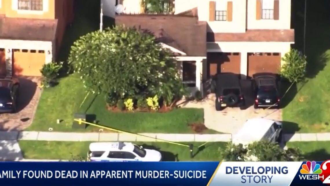 WESH2 broadcast a report on the scene of an apparent murder-suicide inside a home on Lake District Lane in southeast Orange County in Orlando on Aug. 2, 2022. A family of five were found dead inside the house, Orlando police told reporters, including the Miami Herald.