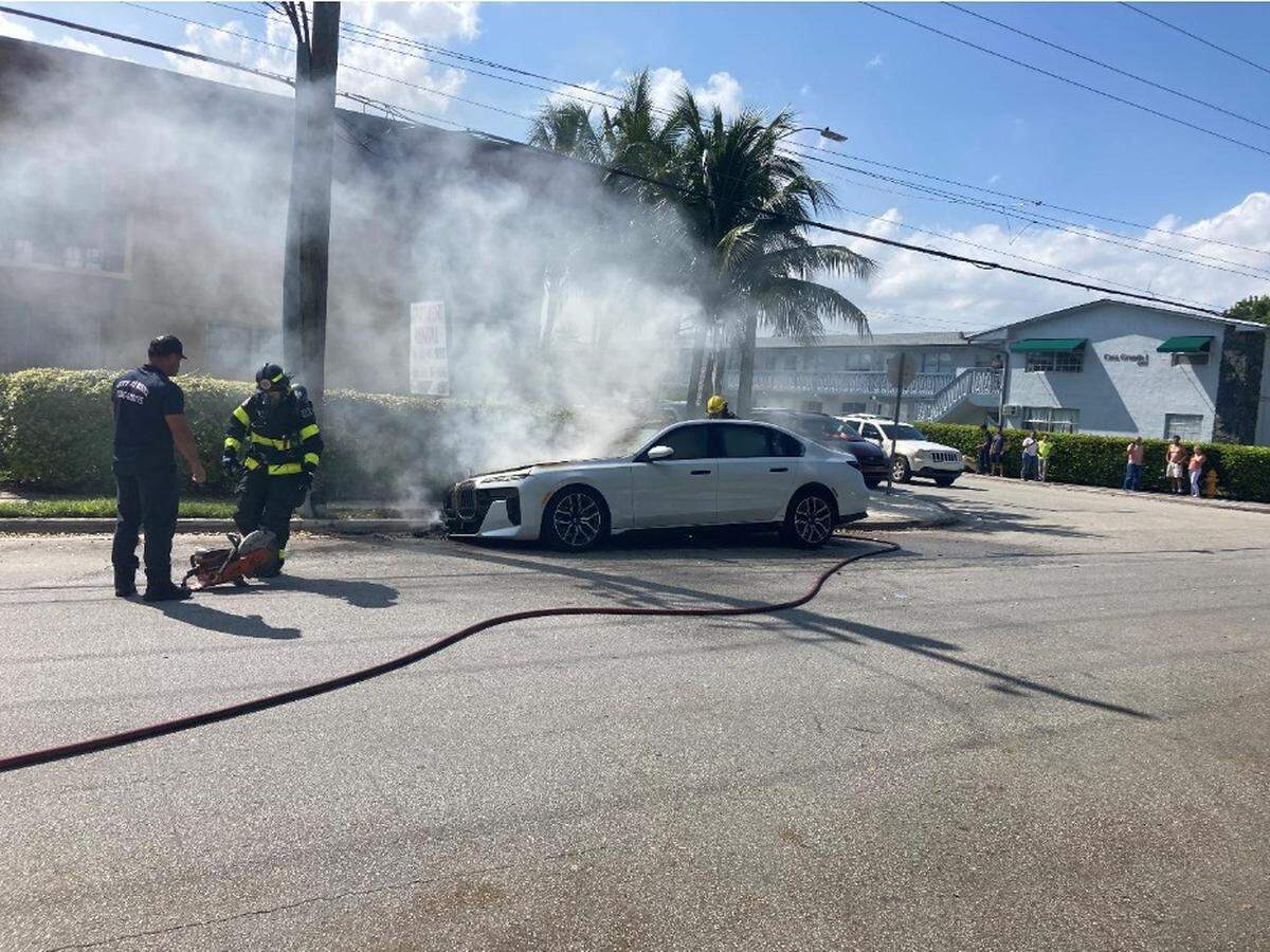Sergio Pino reported that his white BMW was set on fire on Sept. 7, 2023, in front of an apartment building on the 800 block of Northwest 43rd Avenue in Miami.