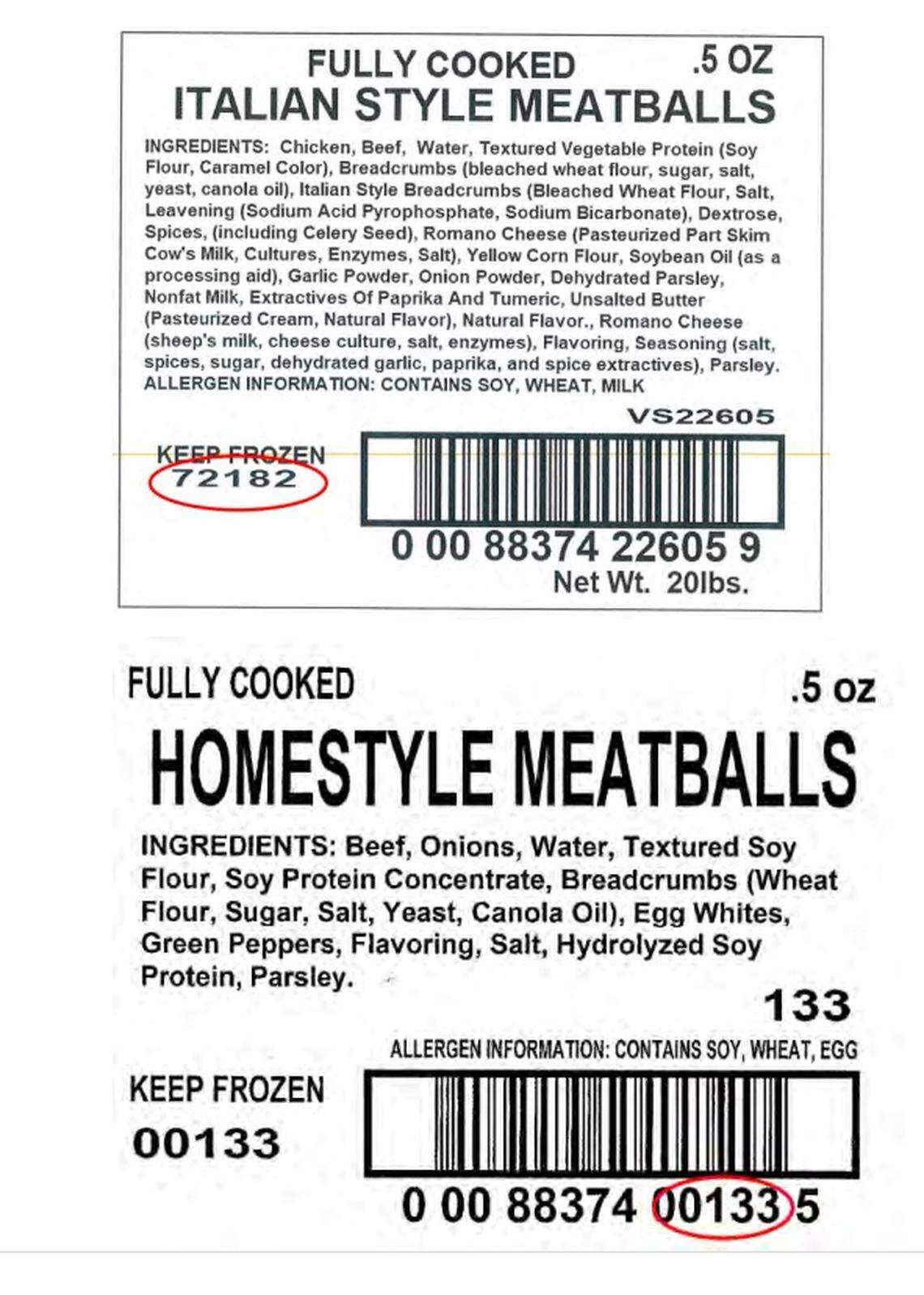 The recalled Italian meatball products, made by King’s Command Foods, a Washington-based company, contain egg, milk, and/or wheat, which are known allergens. These ingredients were not declared on the products’ labels.