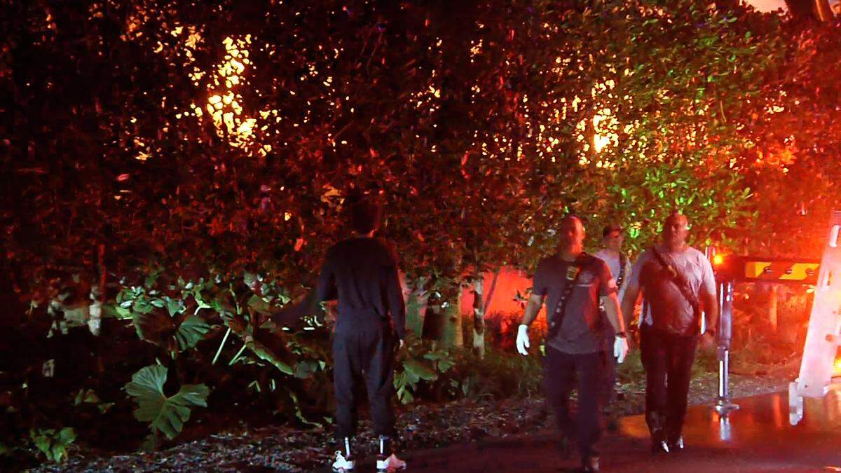 Miami-Dade Fire Rescue crews battle a blaze early Thursday at a home believed to belong to Miami Heat coach Erik Spoelstra just west of Coral Gables on Davis Road.