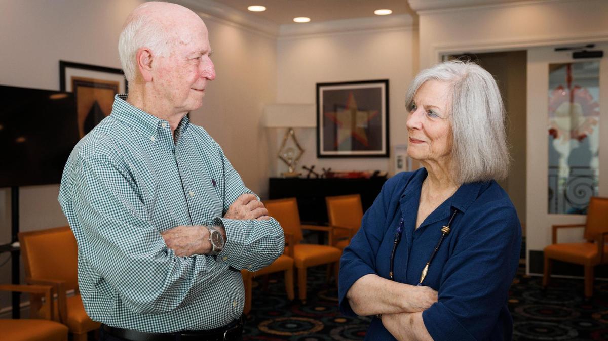 Rabbi Ralph Kingsley, left, poses with Reverend Priscilla Felisky Whitehead, after the duo led an interfaith conversation series called “A Reverend and a Rabbi” at Vi at Aventura retirement community.