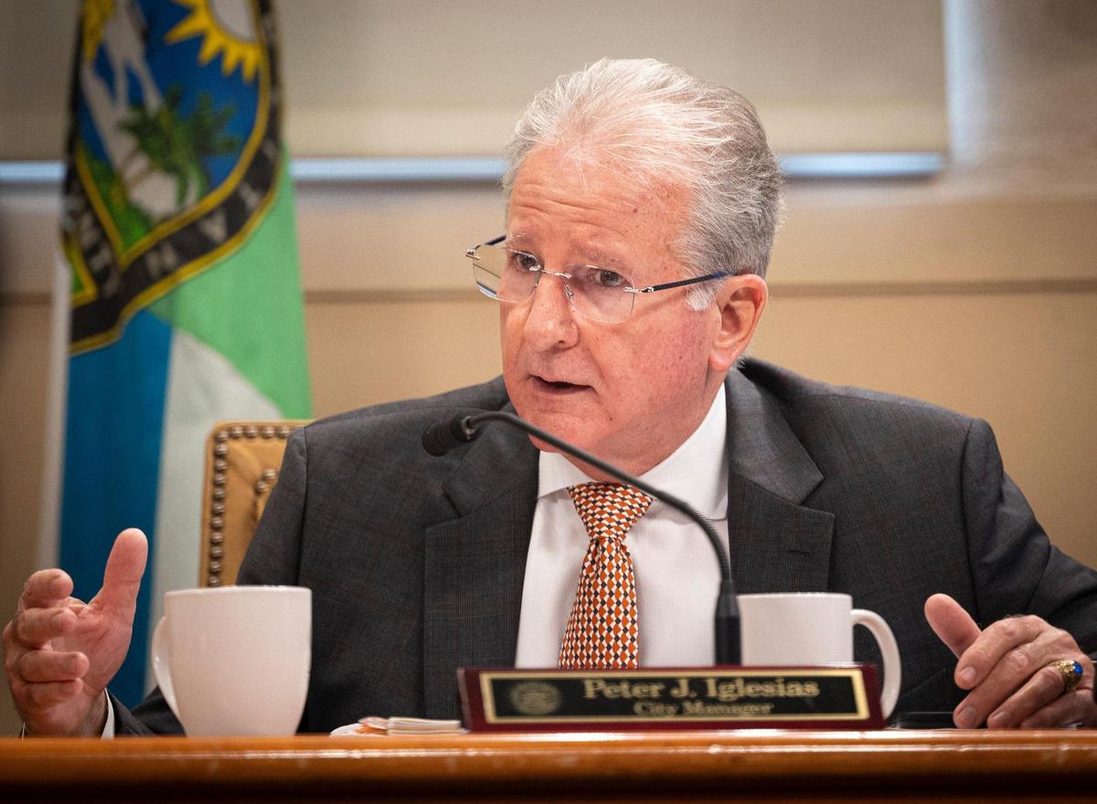 Then-City Manager Peter Iglesias talks during a Coral Gables City Commission meeting on Tuesday, Nov. 14, 2023.