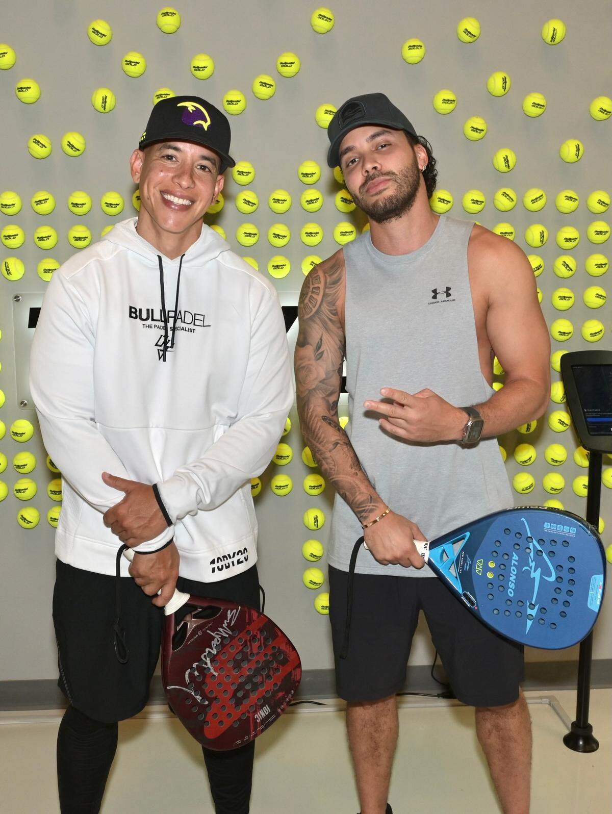 Prince Royce and Daddy Yankee at his new padel club 10 BY 20 /MannyofMiami