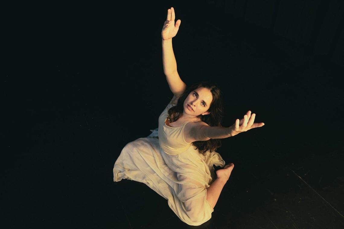 Dancer Cecilia Benitez transforms into the spirit of an egg in “La Superstición del Huevo.”