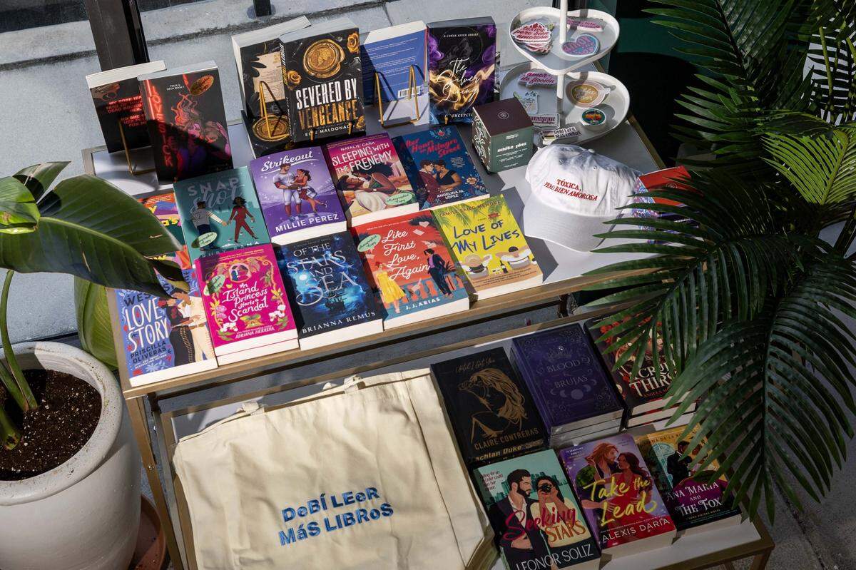 Books and merchandise for sale at Steamy Lit on Wednesday, October 1, 2025, in Fort Lauderdale, Fla. Steamy Lit is Florida's first brick-and-mortar romance book store.
