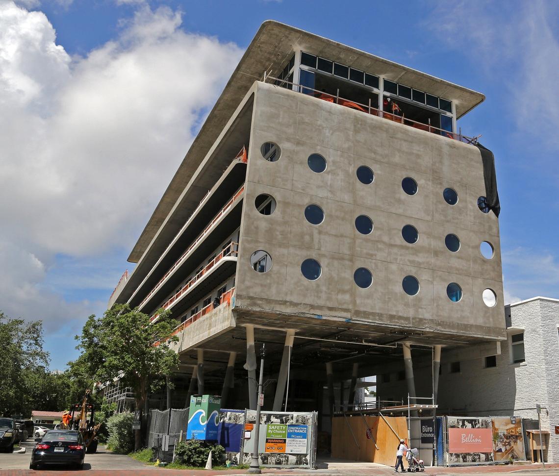 Construction of new hotel on stilts at 2994 McFarlane is one of many development projects in the Grove on Thursday, August 3, 2019. The Grove is in the midst of redevelopment with the construction of office buildings, new restaurants, and other development projects.