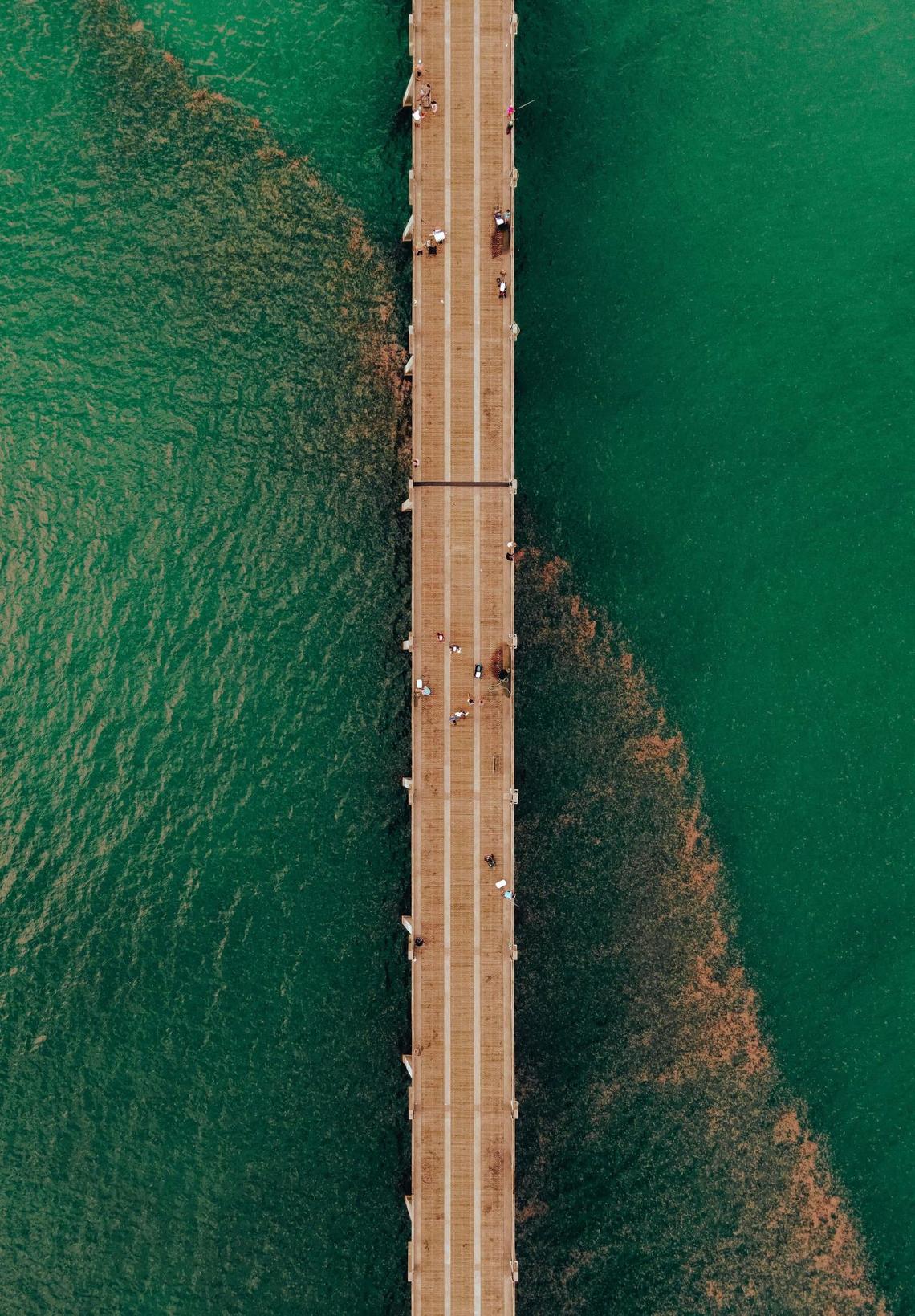 Drone photo captures thousands of jellyfish in Navarre Beach, Florida, on Tuesday, August 23, 2022.