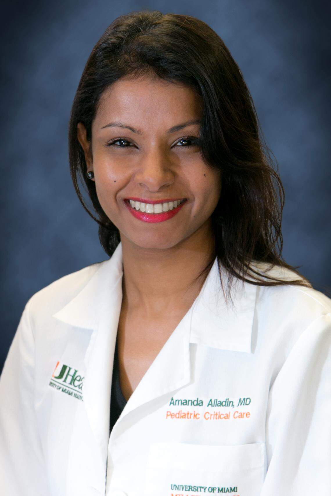 Amanda Alladin, M.D. is pediatric critical care specialist with the University of Miami Health System.