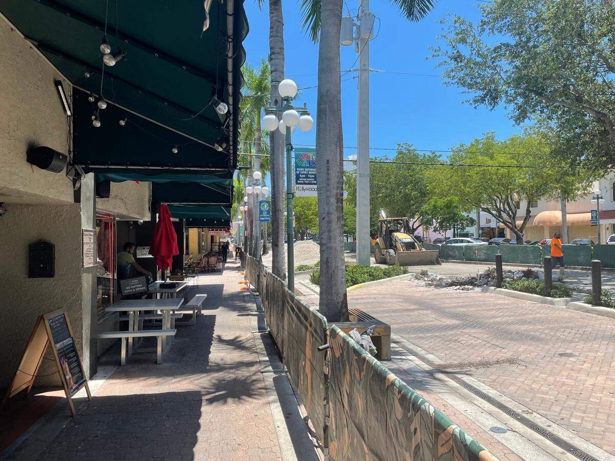 A section of Hollywood Boulevard is closed during the construction of the Hollywood Boulevard Streetscape Project on May 9, 2023.