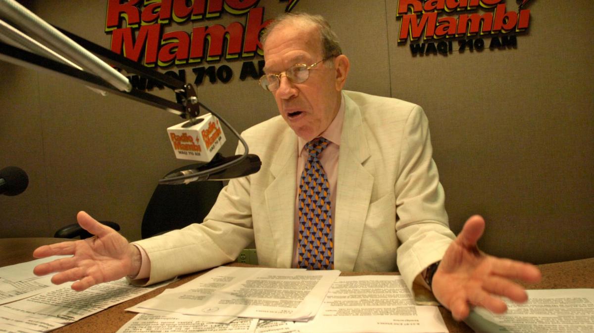 Armando Perez Roura, Radio Mambi radio personality, talks about Fidel Castro’s possible death, on the air on Aug. 23, 2007.