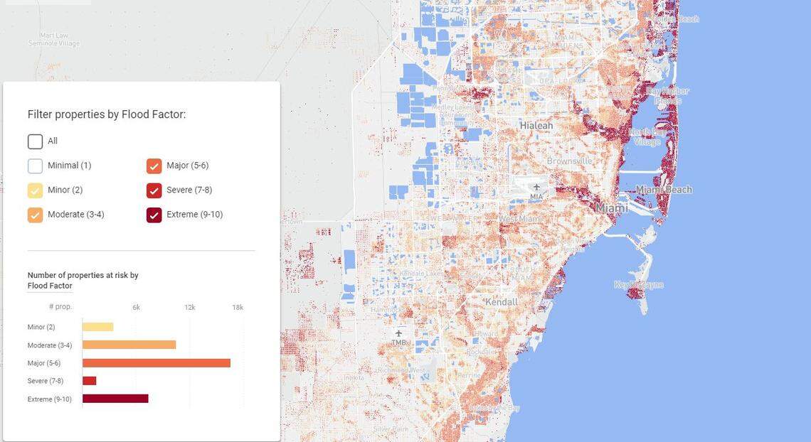 Mapping tool Flood Factor shows the flood risk level for Miami-Dade properties on a score of 1 to 10. Homeowners can use this tool and other tips to make sure their next home purchase is a dry one.