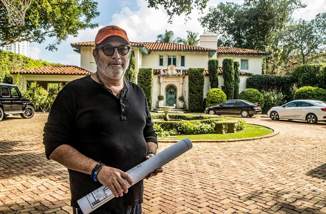 Developer Todd Michael Glaser, standing in front of his Mediterranean-style home on Jan. 7, 2022. The house was built in 1936 by architect Carlos Schoeppl in Miami Beach. Glaser renovated the house by himself in 2001.
