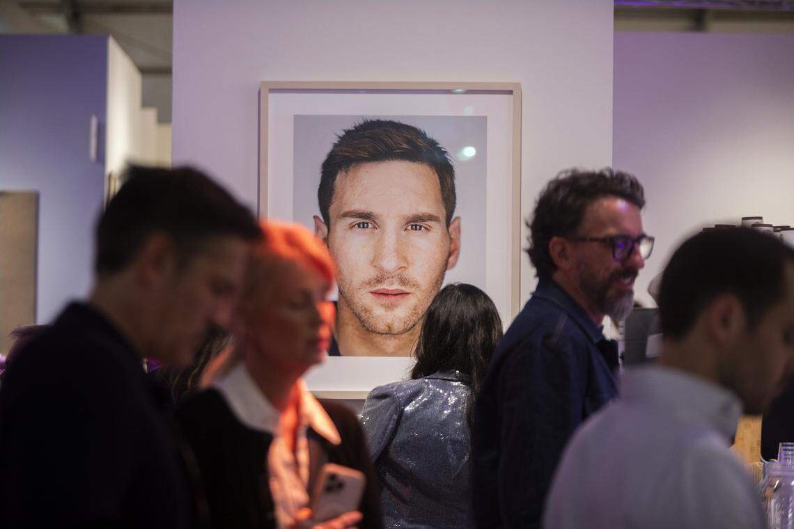 “Lionel Messi” · 2014 · Archival Pigment Print by Martin Schoeller at ART MIAMI in MIami on Tuesday December 2nd., 2025.