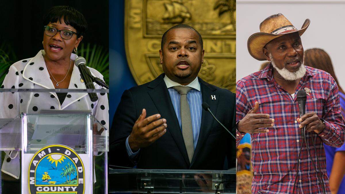 Audrey Edmonson, left, a former District 3 commissioner for Miami-Dade, ran for the District 3 seat currently held by Commissioner Keon Hardemon, center. Hardemon faced a third challenger in Marion Brown, right. Hardemon was reelected Tuesday night.