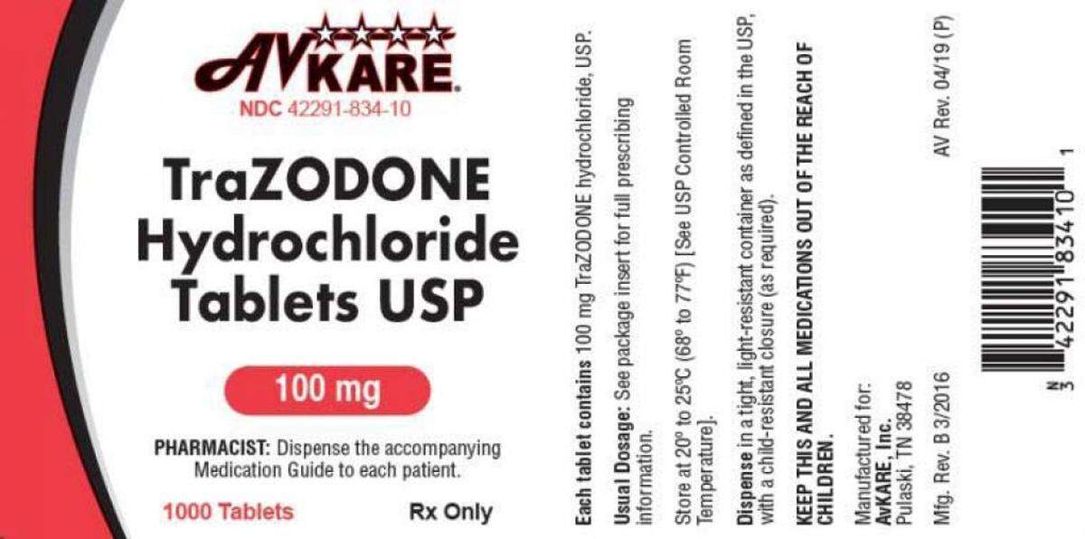 The label for AvKare’s recalled Trazodone Hydrochloride tablets