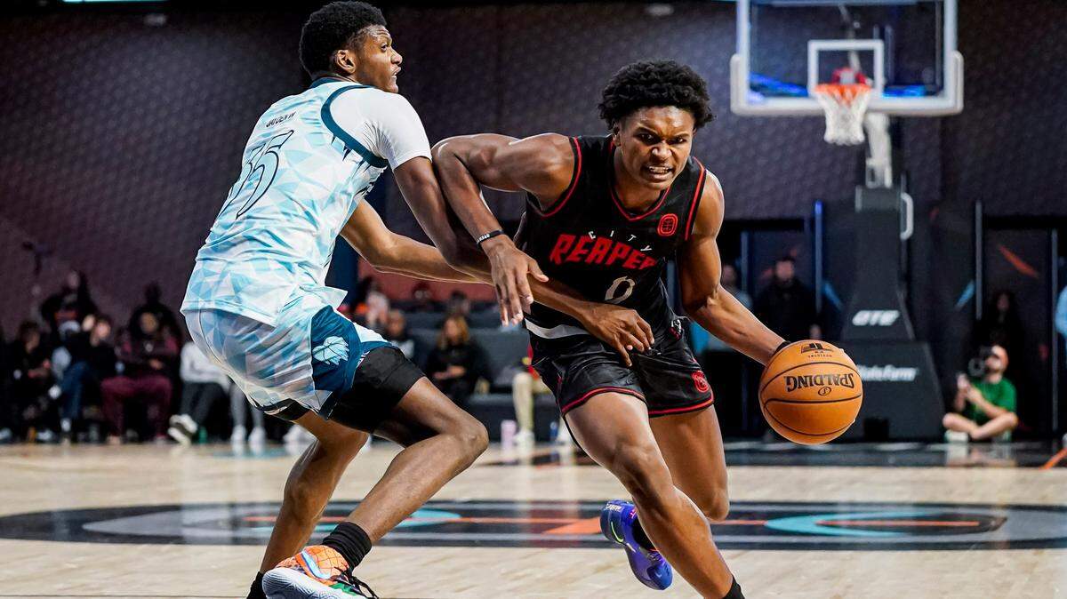 Dec 9, 2022; Atlanta, GA, USA; City Reapers guard Ausar Thompson (0) shown during the game against the Cold Hearts at Overtime Elite. Mandatory Credit: Dale Zanine-USA TODAY Sports