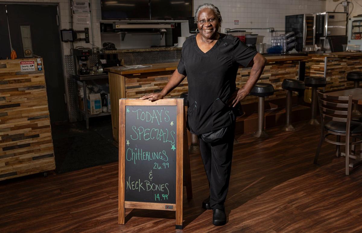 Betty Taylor, owner of Betty’s Soul Food restaurant, is photographed at her business in the Sistrunk neighborhood on Wednesday, July 10, 2024, in Fort Lauderdale, Florida.