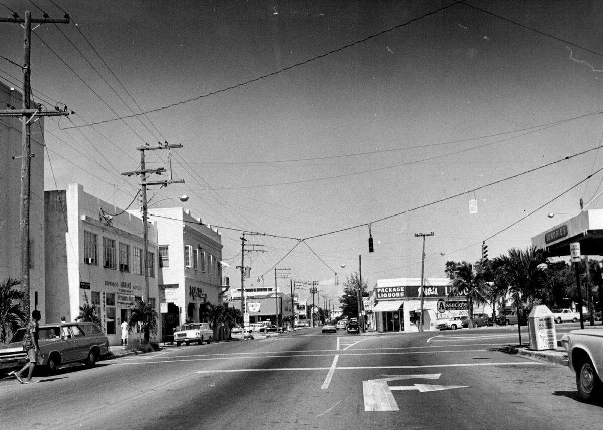 Downtown Coconut Grove looking east on Grand Avenue in 1967.