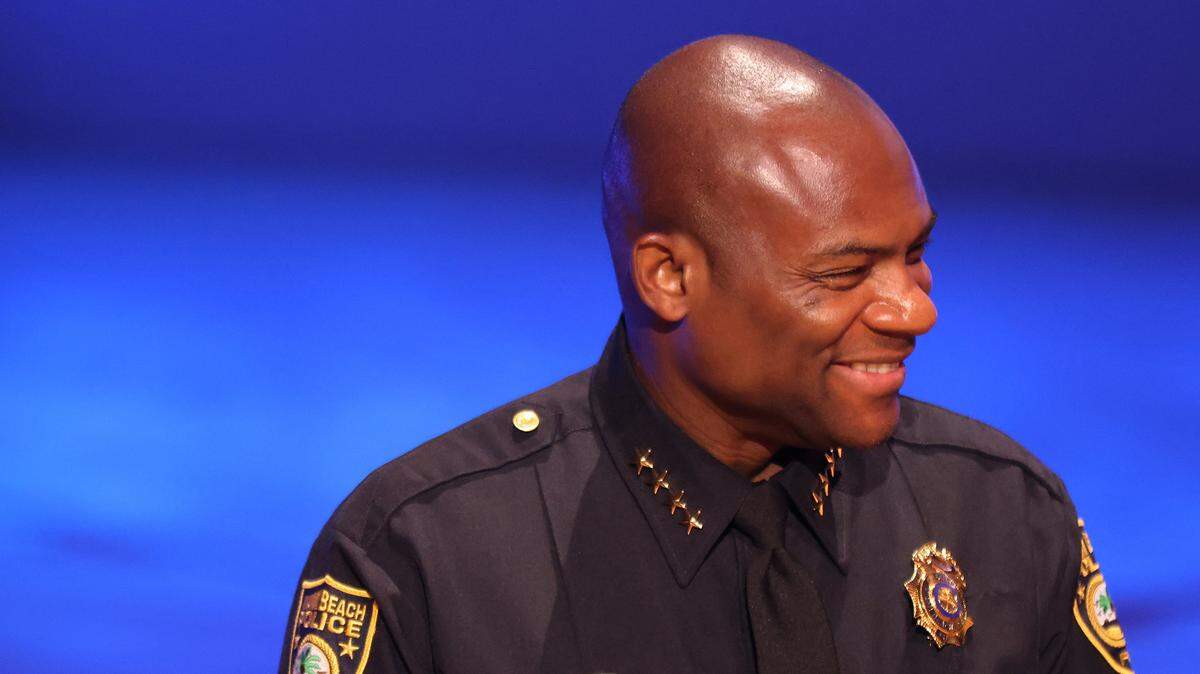 Miami Beach Police Chief Wayne Jones attends his swearing-in ceremony at the New World Symphony on Aug. 31, 2023.
