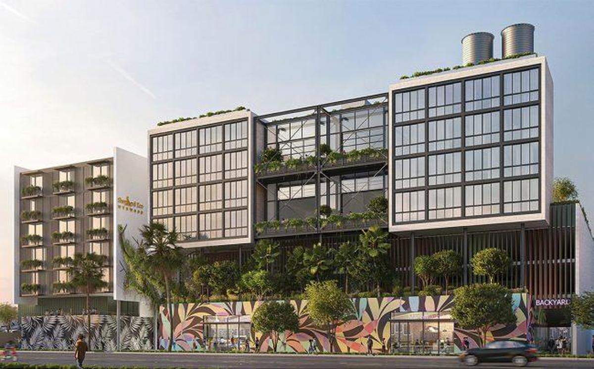 Architectural rendering of the Shepherd Eco Wynwood hotel, to be built on the current site of Art by God at 60 NE 27th St.