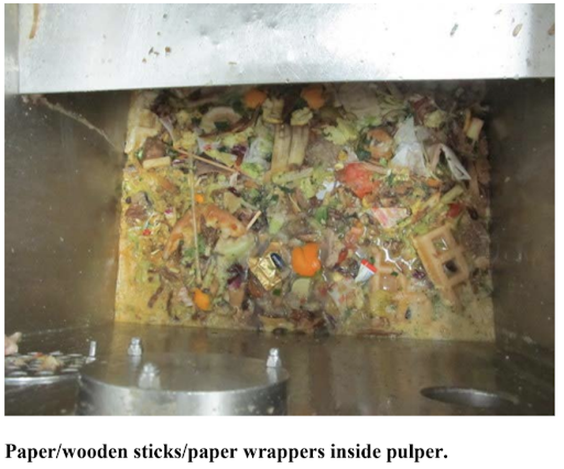 Food waste mixed with plastic aboard the Carnival Elation ship in December 2018.