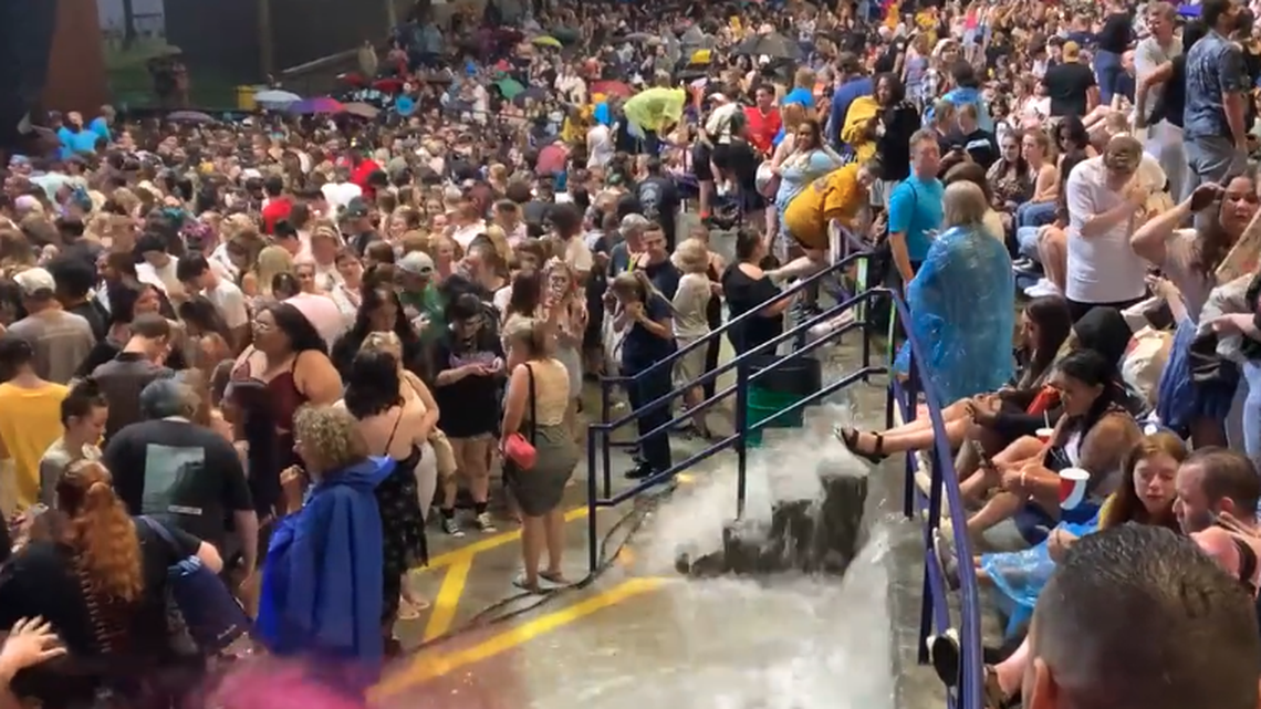 Flooding at Merriweather Post Pavilion in Columbia, Maryland, forced the cancelation of a Halsey concert on Wednesday, May 8.