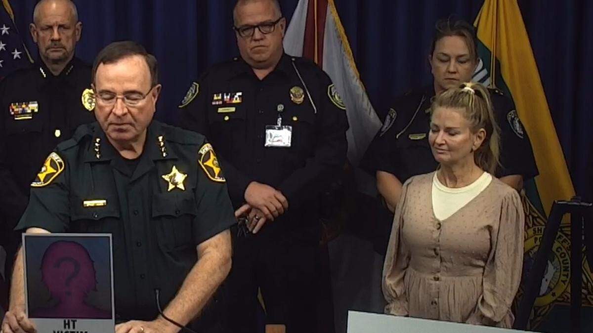 Polk County Sheriff Grady Judd holds a video-recorded press conference on Sept. 9, 2022, to announce the arrest of 160 people in a sex trafficking operation.