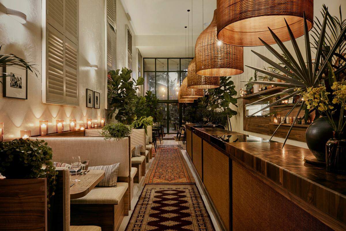 The interior of Layla at the Kayak Miami Beach hotel.