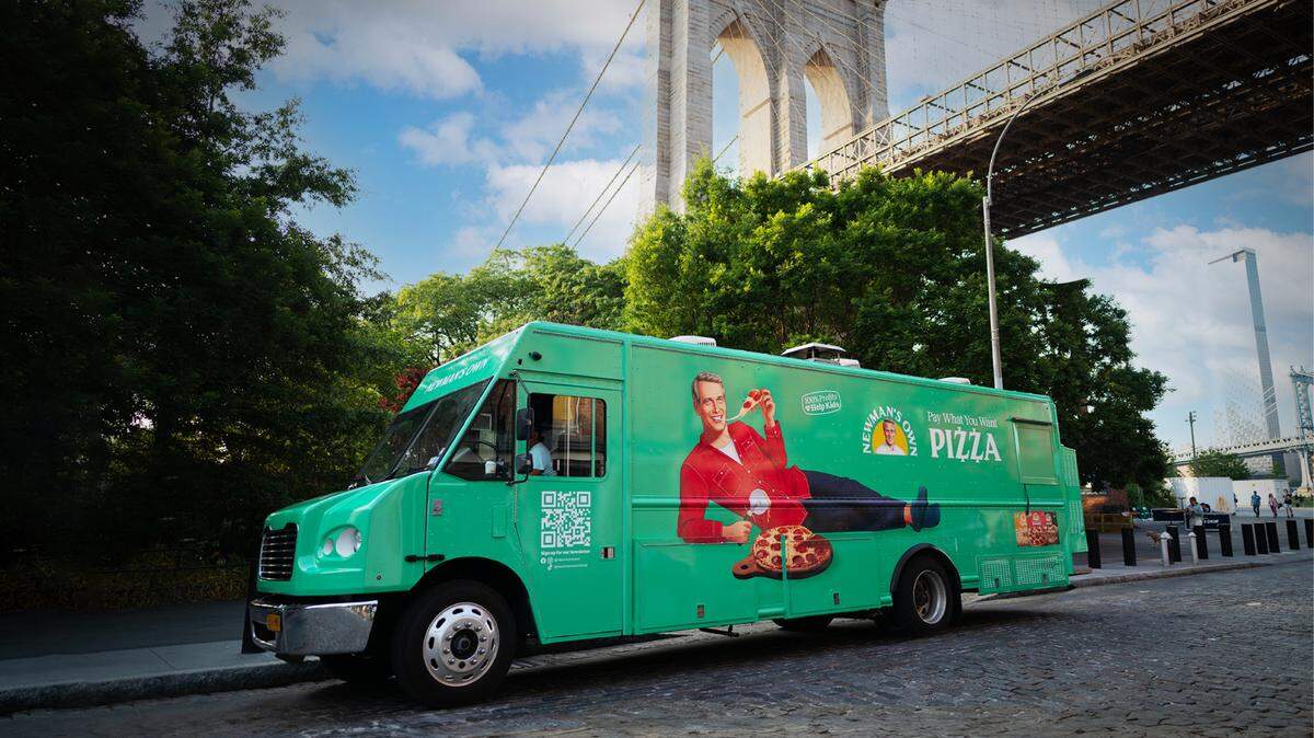 Look for the sea-green Newman’s Own pizza truck with its image of a reclining Paul Newman munching on a slice in Miami’s Wynwood Arts District at 170 NW 26th St. from 11 a.m. to 6 p.m. Saturday, July 13, 2024. The Newman’s Own Pay What You Want pizza truck is touring the U.S. Customers can pay what they want for a slice and proceeds go to the Newman’s Own Foundation to raise money for children.