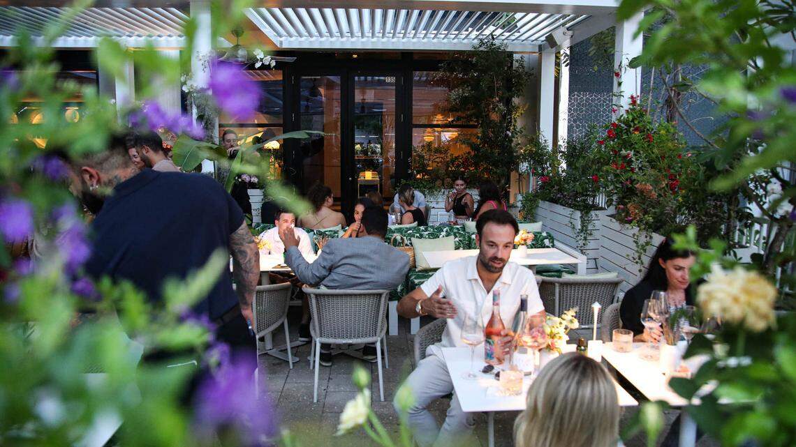 Rosé fans enjoy the opening of Le Jardinier’s summer garden in Miami’s Design District.