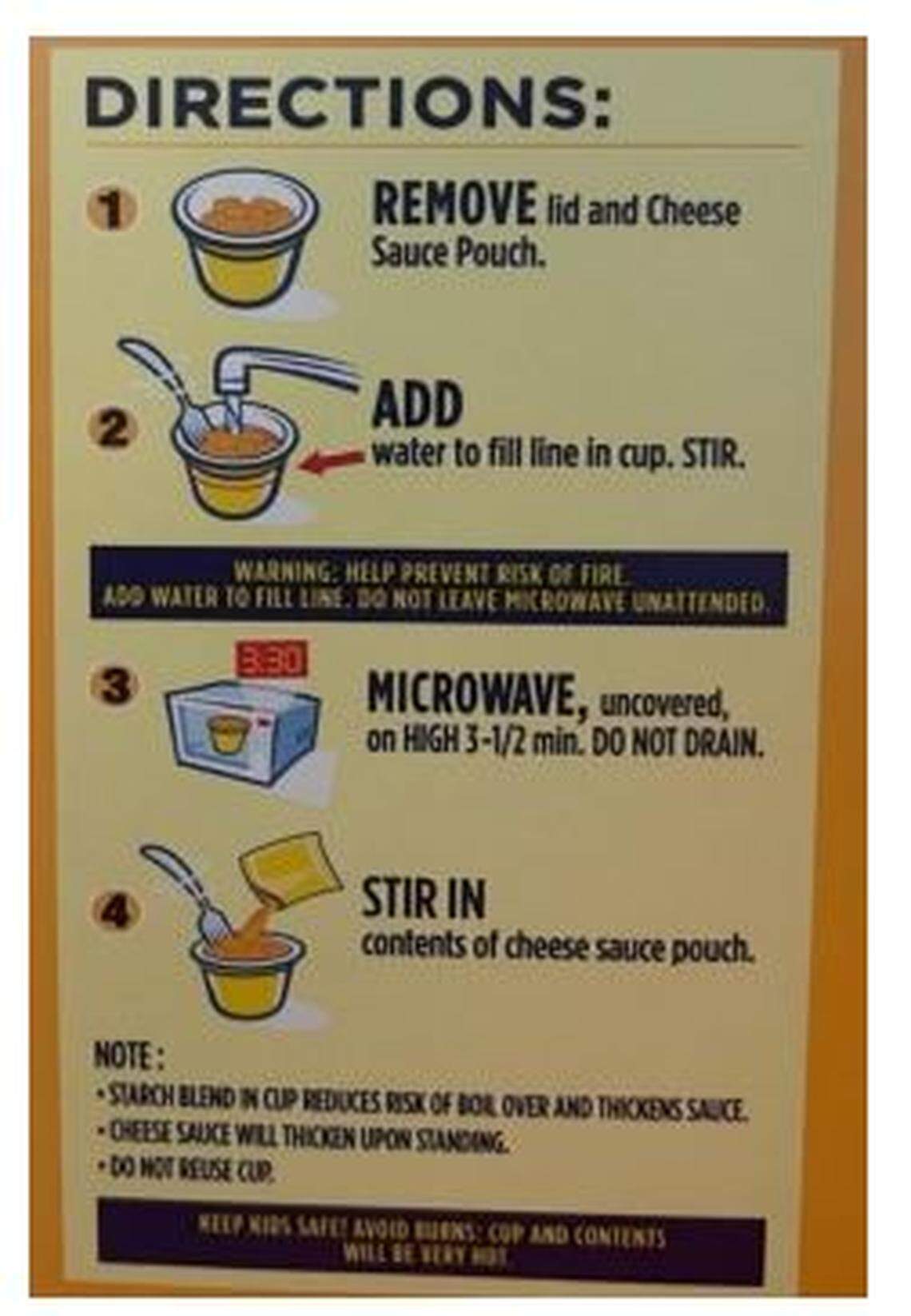 The preparation directions from the side of the Velveeta box in question