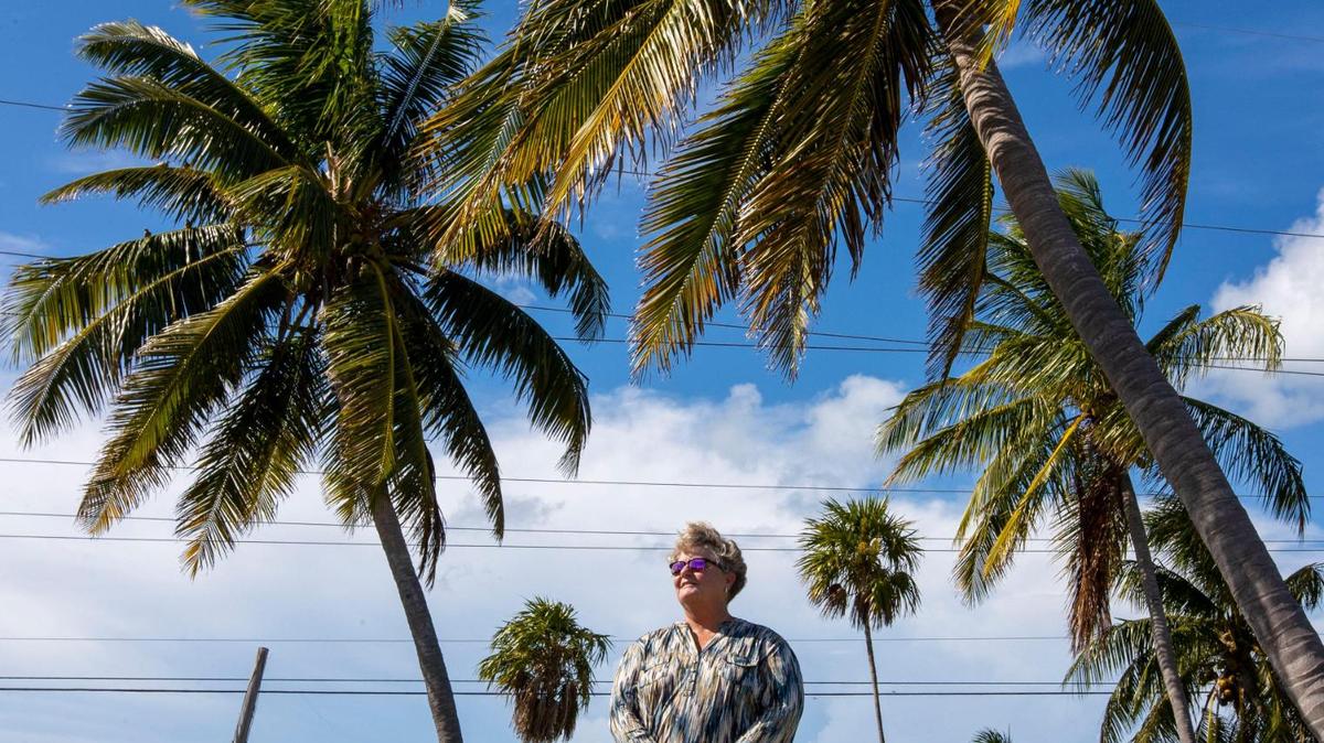 La directora ejecutiva de la Autoridad de Tierras del Condado Monroe, Christine Hurley, en un lote recientemente comprado por los fondos de la Subvención en Bloque para el Desarrollo Comunitario y Recuperación de Desastres para el Programa de Compra Voluntaria de Viviendas del Condado Monroe en Long Pine Key en Layton, el miércoles 24 de agosto de 2022.