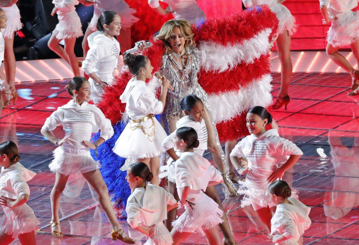 Jennifer Lopez performs during the Pepsi Super Bowl 54 Halftime Show at Hard Rock Stadium on Sunday, February 2, 2020 in Miami Gardens, Florida.