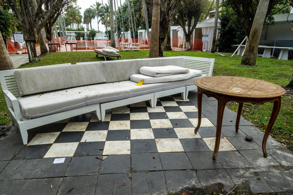 Outdoor furniture included in the liquidation sale at the Delano hotel.