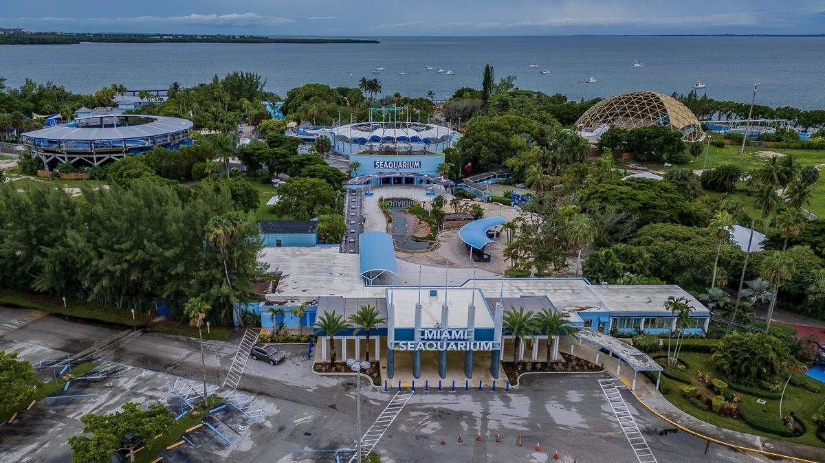 Aerial view of the Miami Seaquarium, in Virginia Key, that will be closing on Sunday October 12, after 70 years in business, almost a year after the seaquarium filed for bankruptcy and is planning to sell the lease on its public waterfront property for $22.5 million to developer David Martin and a subsidiary of his development company, Terra, on Friday October, 10 2025.
