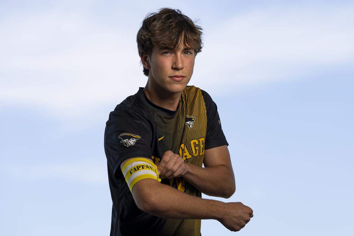 Clayton Boone, American Heritage, Soccer. All-Broward players photographed at Brian Piccolo Sports Park on Wednesday, March 25, 2026, in Cooper City, Fla.