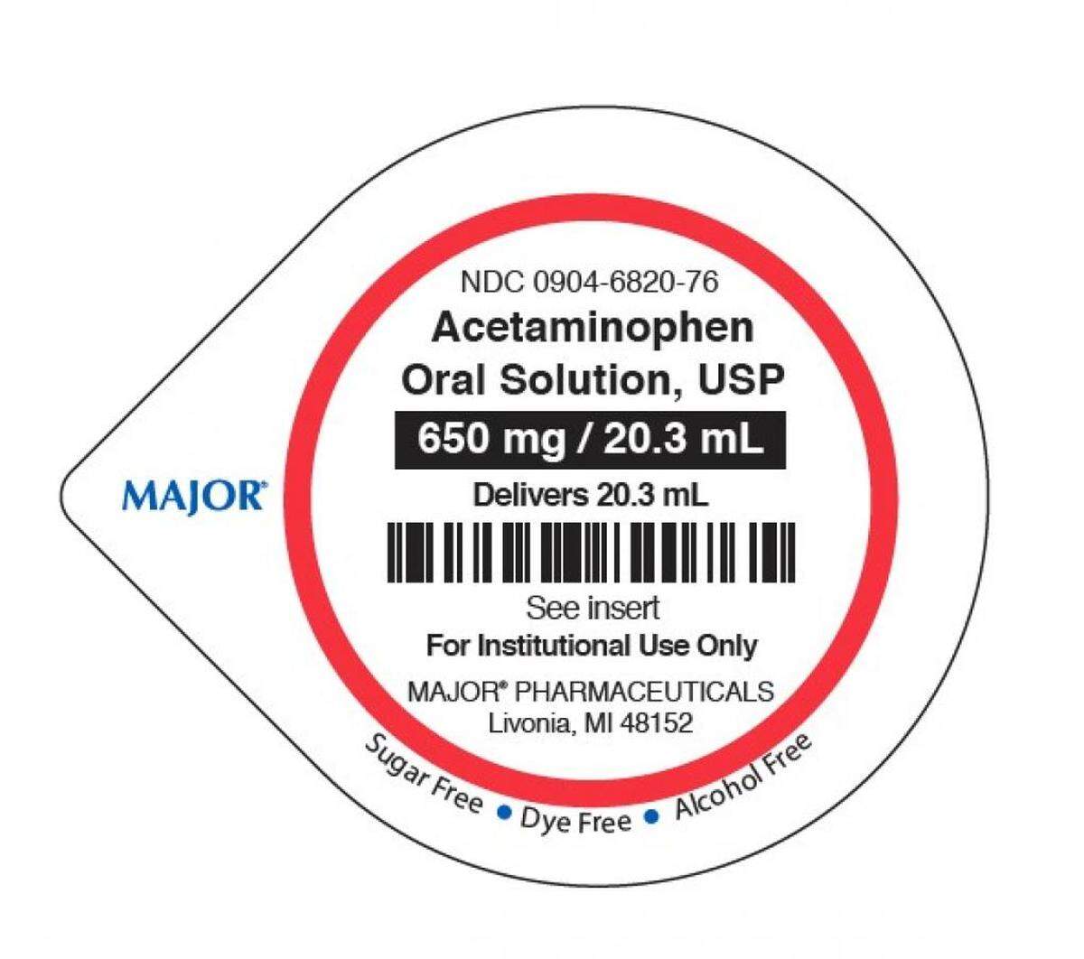 Lid of Acetaminophen Oral Solution 650 mb/20.3 mL