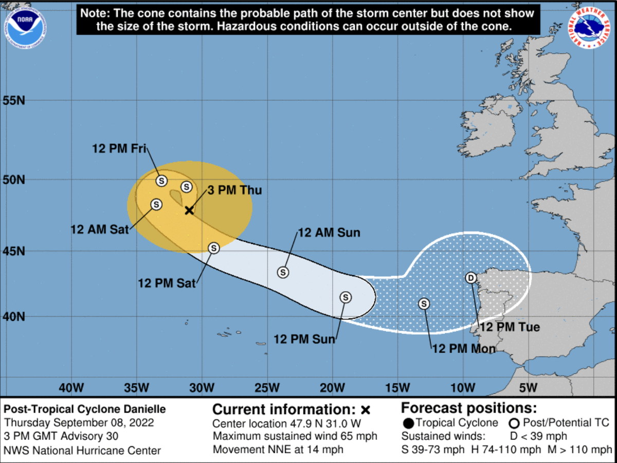 Danielle is now a post-tropical cyclone.
