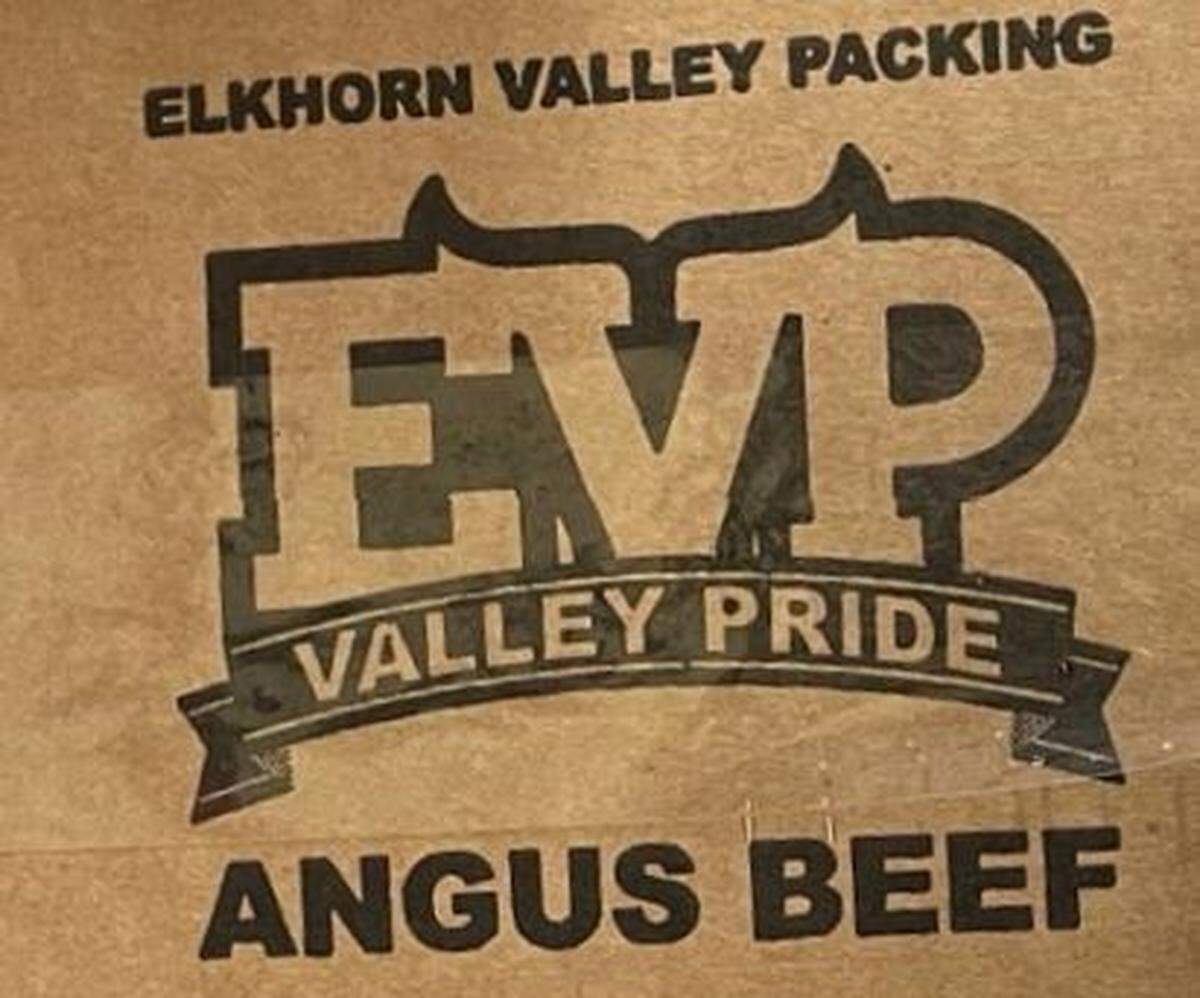 The outer packing on recalled Elkhorn Valley Pride Angus Beef