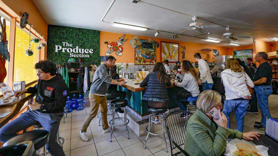 Customers arrive for lunch at The Last Carrot in Coconut Grove.