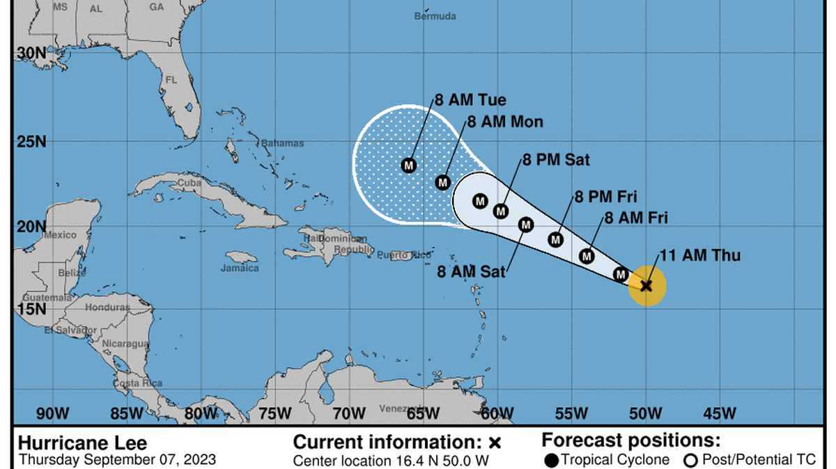 Hurricane Lee is now a Category 2 storm and rapidly intensifying.