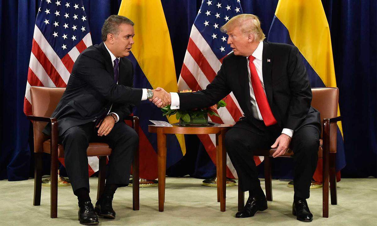 Colombian President Iván Duque and U.S. President Donald Trump talked about the Venezuelan migration crisis and anti-drug strategies during a bilateral meeting on the sidelines of the 2018 United Nations General Assembly in New York.