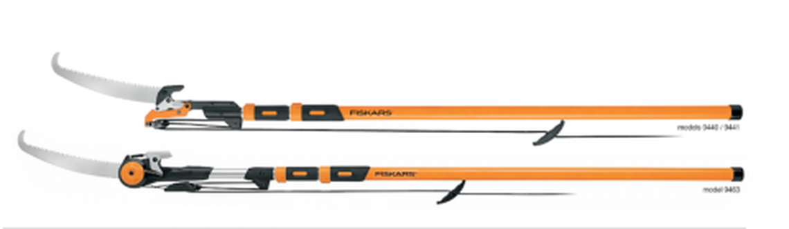 Fiskars 16-foot Chain Drive Extendable Pole Saw & Pruner and 16-Foot Power Lever Extendable Pole Saw & Pruner