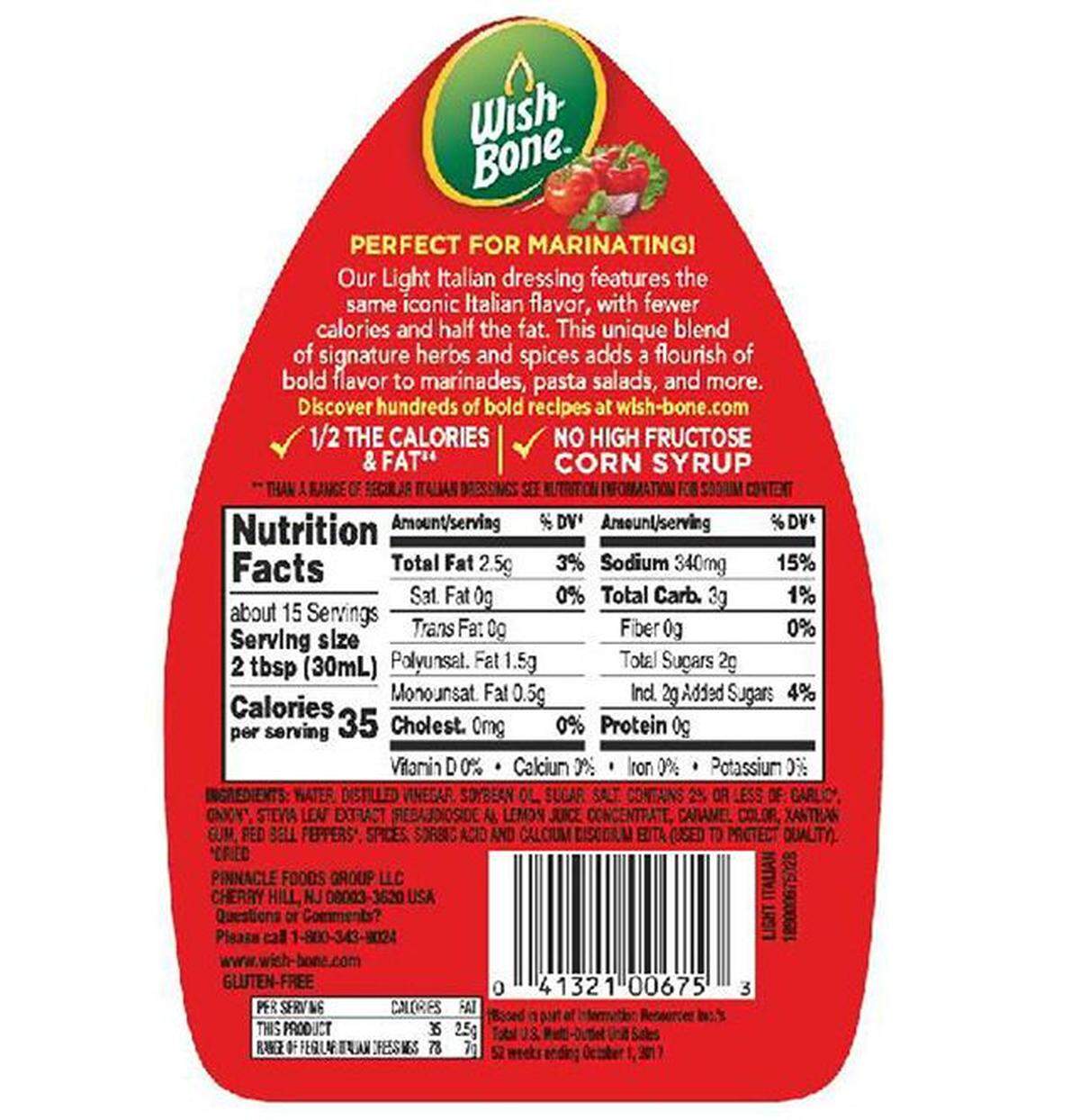 The rear label of the recalled bottles. Milk and egg are not listed among the ingredients.