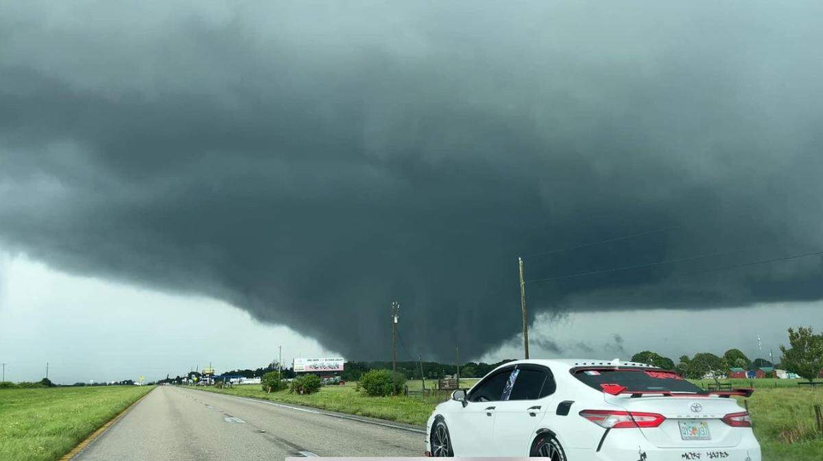 A large tornado was seen Wednesday morning west of Clewiston, a small city near Lake Okeechobee.
