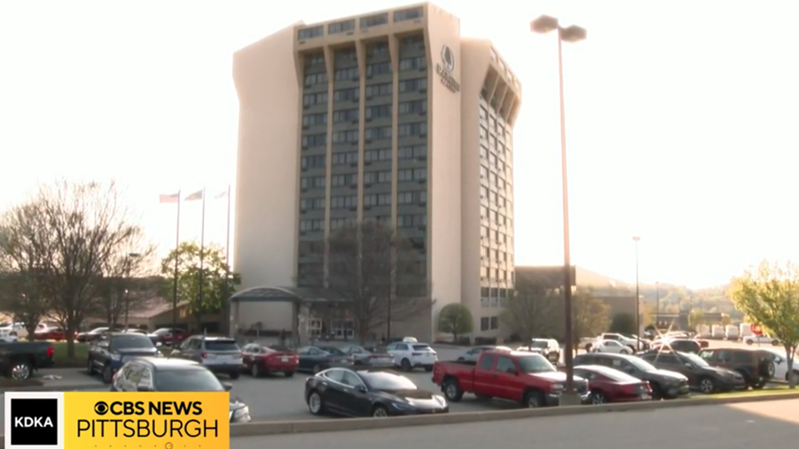 A man was assaulted outside a Pennsylvania hotel over accusations of an extramarital affair, police say.