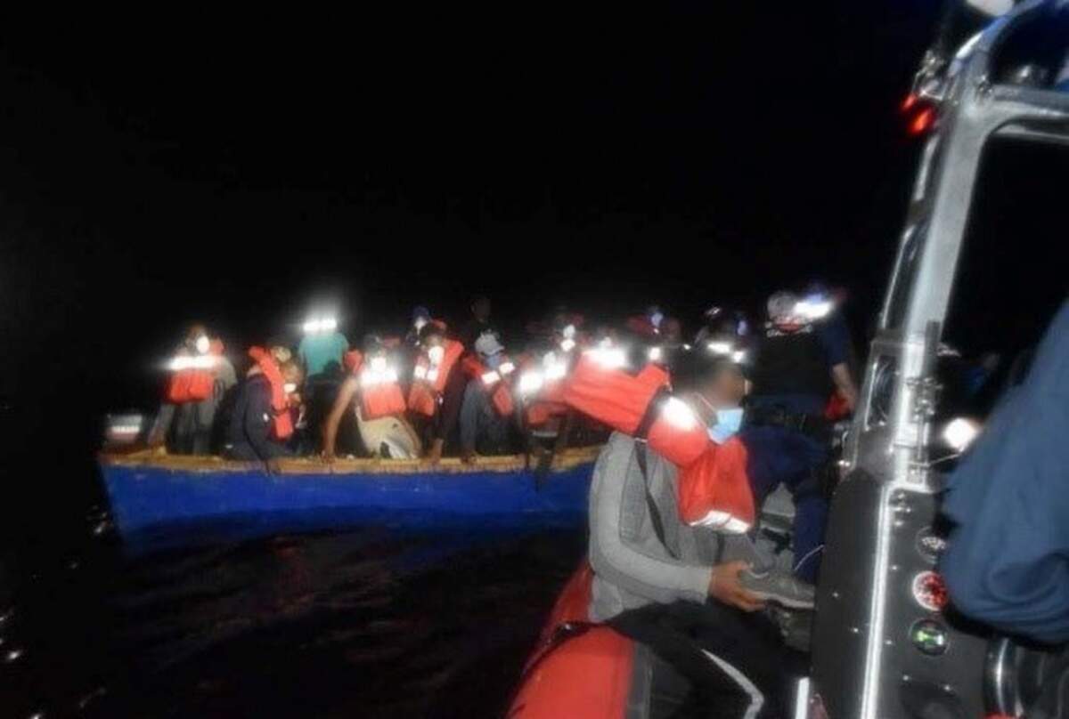 The 30-foot boat with 38 Dominican Republic nationals, who the U.S. Coast Guard said were trying to get into Puerto Rico.