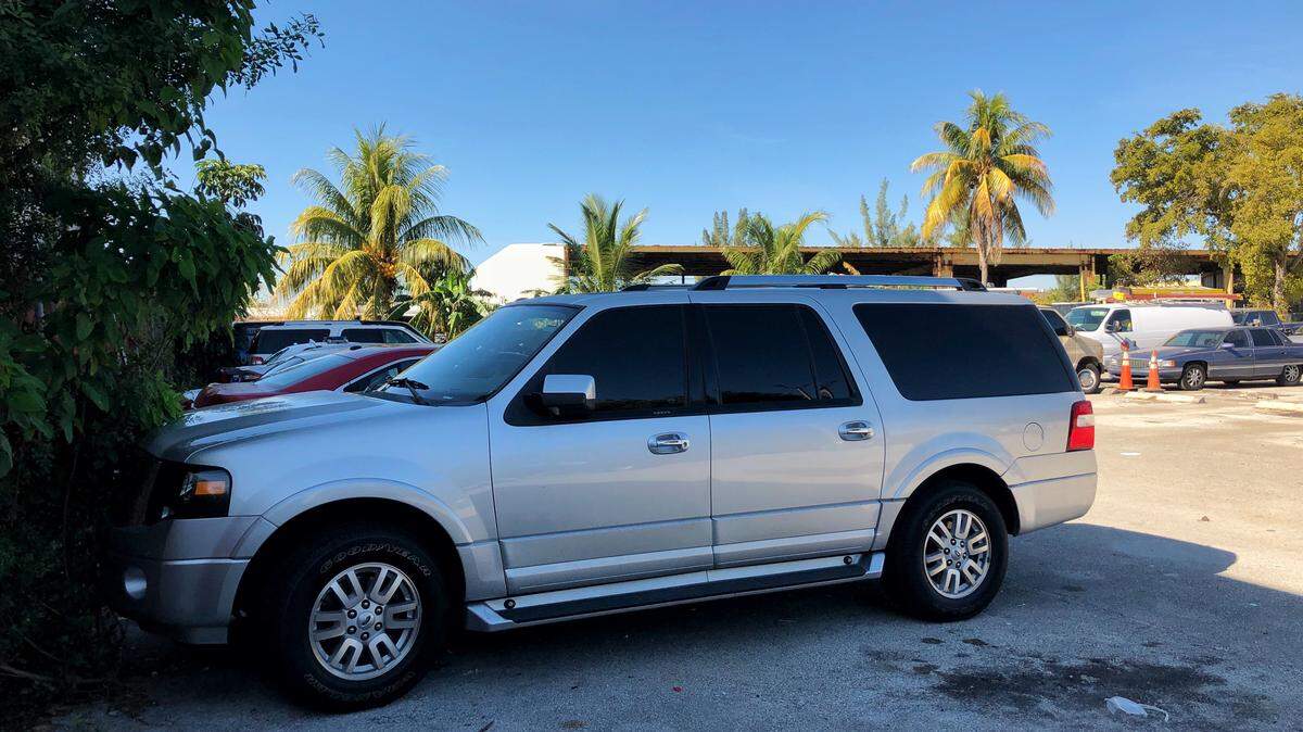 The wheelchair-accessible Ford Expedition the city of Opa-locka repossessed from former commissioner Timothy Holmes, sitting in a lot at public works.