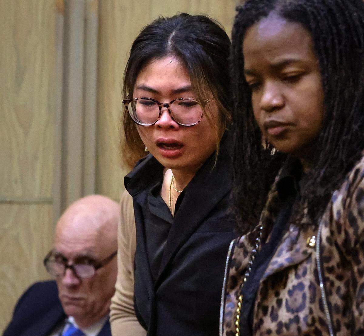 A relative of Aaron Vu, center, leaves the courtroom as the 911 tape is played during the penalty sentencing trial of Anthawn Ragan Jr. Anthawn Ragan Jr., who went on a murder and robbery spree in 2013, appears in Courtroom 4-6 for his death penalty sentencing for the killing of a 10-year-old boy during a nail salon robbery on Monday, February 9, 2026, at the Richard E. Gerstein Justice Building in Miami, Florida. Ragan waived his right to a jury trial, meaning Miami-Dade Circuit Court Judge Marisa Tinkler Mendez will decide on whether he gets life or death.